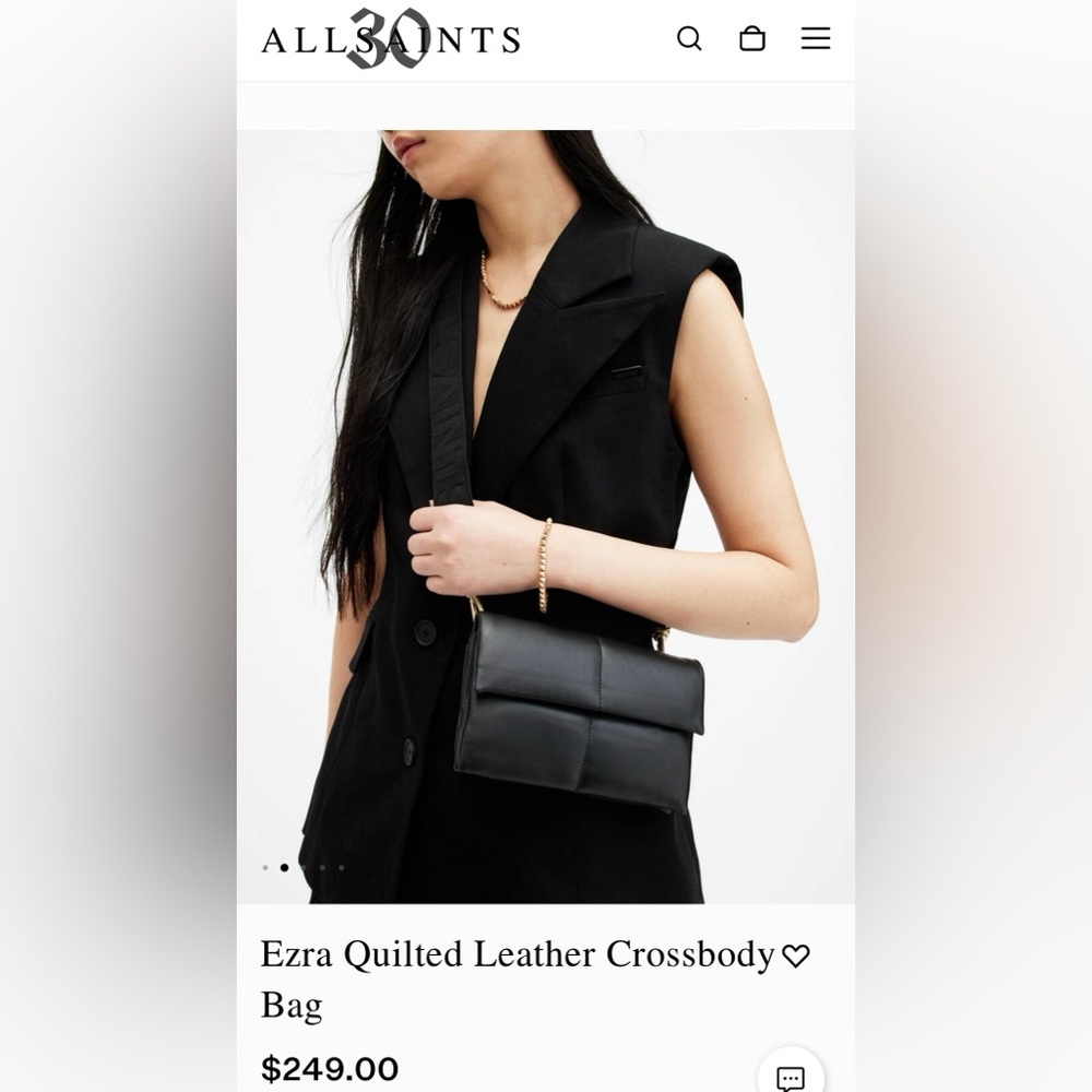 AllSaints Ezra Quilted Leather Crossbody Bag